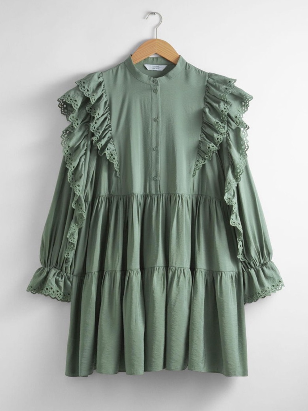 Sage Green Frilled Mini Dress Paris Atelier XS